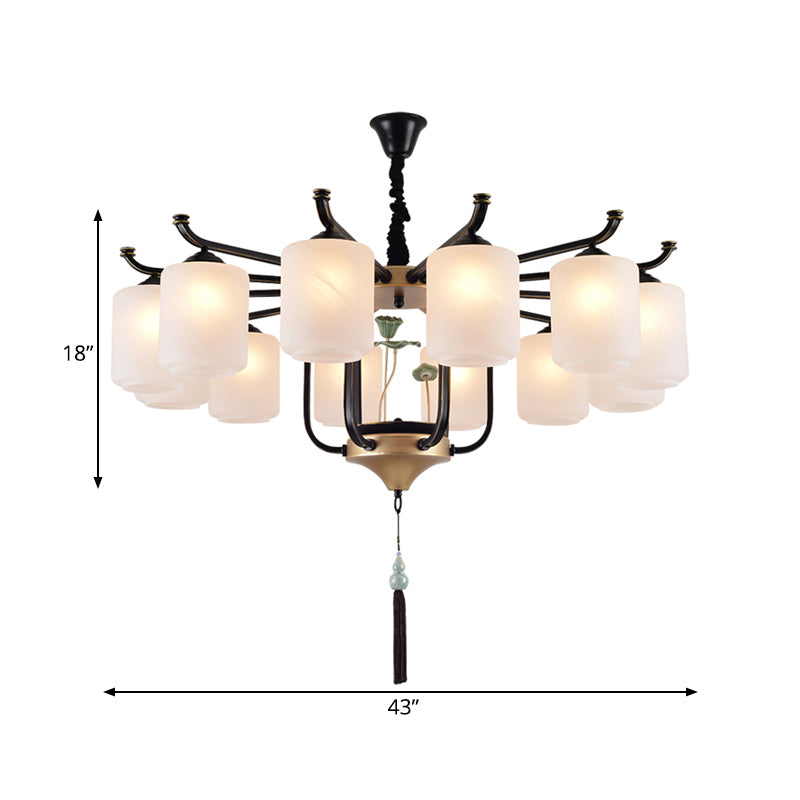 Classic Caged Hanging Chandelier 6/8/10 Lights Metal Pendant Lighting Fixture in Black Clearhalo 'Ceiling Lights' 'Chandeliers' Lighting' options 285396