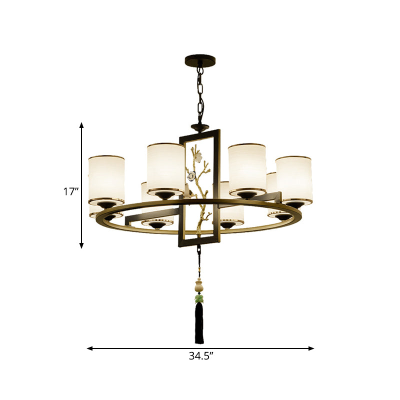 Metal Cylinder Chandelier Lighting Classic 6/8/10 Lights Living Room Hanging Pendant Black and Gold Clearhalo 'Ceiling Lights' 'Chandeliers' Lighting' options 285420