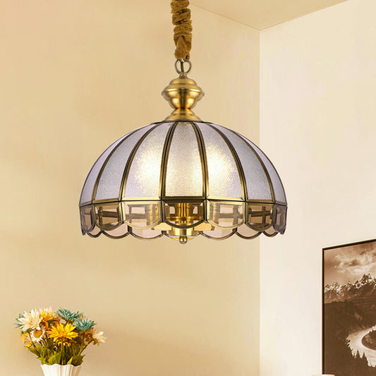 Brass 1 Bulb Hanging Ceiling Light Vintage Water Glass Dome Suspension Pendant Lamp Clearhalo 'Ceiling Lights' 'Close To Ceiling Lights' 'Glass shade' 'Glass' 'Pendant Lights' 'Pendants' Lighting' 285563