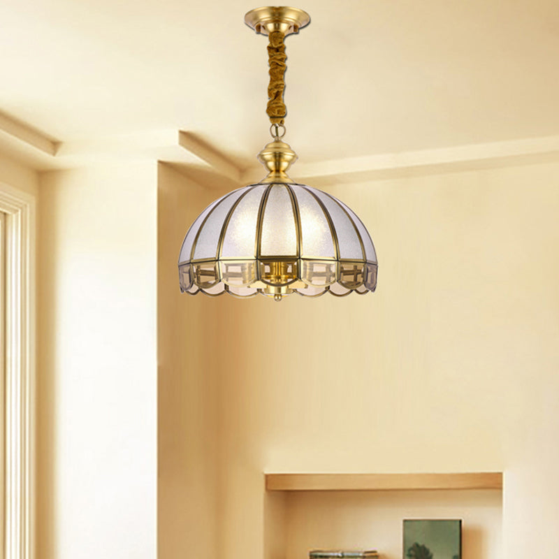 Brass 1 Bulb Hanging Ceiling Light Vintage Water Glass Dome Suspension Pendant Lamp Clearhalo 'Ceiling Lights' 'Close To Ceiling Lights' 'Glass shade' 'Glass' 'Pendant Lights' 'Pendants' Lighting' 285564