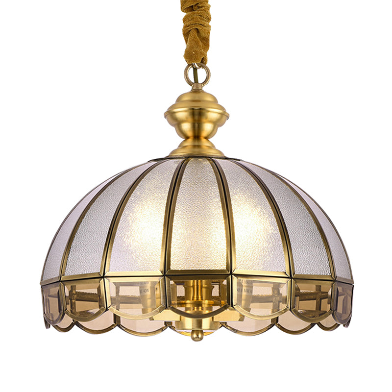 Brass 1 Bulb Hanging Ceiling Light Vintage Water Glass Dome Suspension Pendant Lamp Clearhalo 'Ceiling Lights' 'Close To Ceiling Lights' 'Glass shade' 'Glass' 'Pendant Lights' 'Pendants' Lighting' 285565