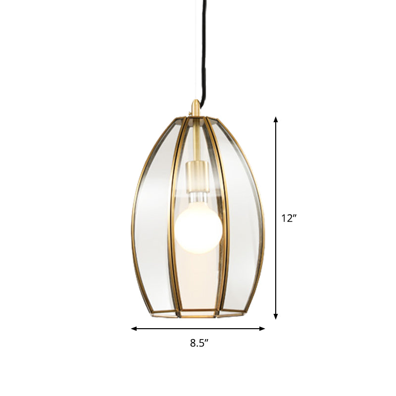 Oval/Bell Clear Glass Hanging Light Kit Simple 1 Light 12"/12.5"/13" Wide Dining Room Suspension Pendant Lamp Clearhalo 'Ceiling Lights' 'Glass shade' 'Glass' 'Pendant Lights' 'Pendants' Lighting' 285583