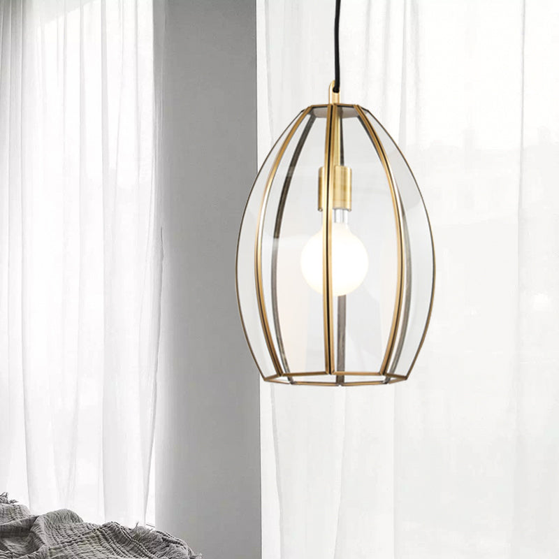 Oval/Bell Clear Glass Hanging Light Kit Simple 1 Light 12"/12.5"/13" Wide Dining Room Suspension Pendant Lamp Clear 12.5" Clearhalo 'Ceiling Lights' 'Glass shade' 'Glass' 'Pendant Lights' 'Pendants' Lighting' 285584