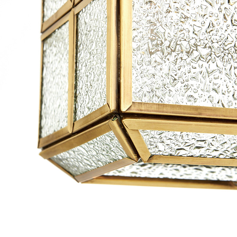 Gold Lantern Hanging Lamp Traditional Clear Frosted Glass 6.5"/8" Wide 1 Light Living Room Ceiling Suspension Light Clearhalo 'Ceiling Lights' 'Glass shade' 'Glass' 'Pendant Lights' 'Pendants' Lighting' 285618