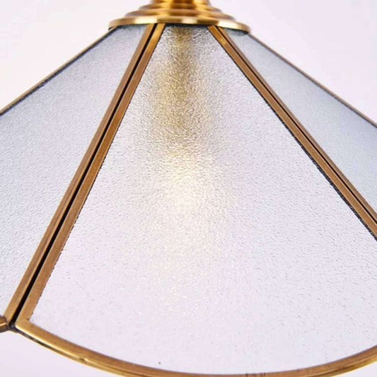 Gold Flared Suspension Lighting Traditional Frosted Glass 1 Head Dining Room Hanging Pendant Lamp Clearhalo 'Ceiling Lights' 'Glass shade' 'Glass' 'Pendant Lights' 'Pendants' Lighting' 285648