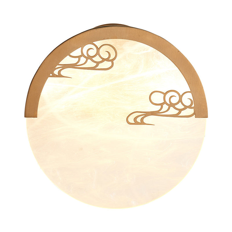 8"/9" H 1 Light Round Wall Mounted Light Traditional White Acrylic Sconce for Dining Room Clearhalo 'Wall Lamps & Sconces' 'Wall Lights' Lighting' 285757