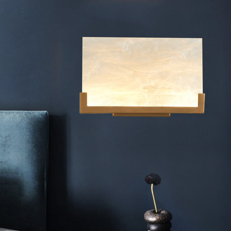 Rectangle Acrylic Sconce Light Classic 1 Light Bedside Wall Mounted Lighting in White Clearhalo 'Wall Lamps & Sconces' 'Wall Lights' Lighting' 285765