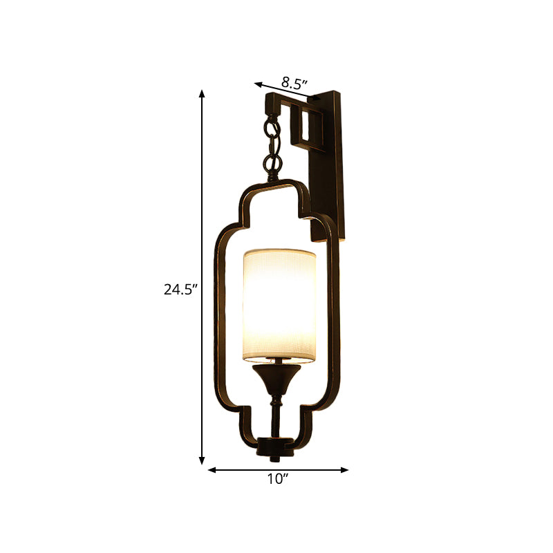 1 Light Wall Light Fixture Traditional Style Cylinder Metal Sconce in Black/Gold for Bedroom Clearhalo 'Wall Lamps & Sconces' 'Wall Lights' Lighting' 285831