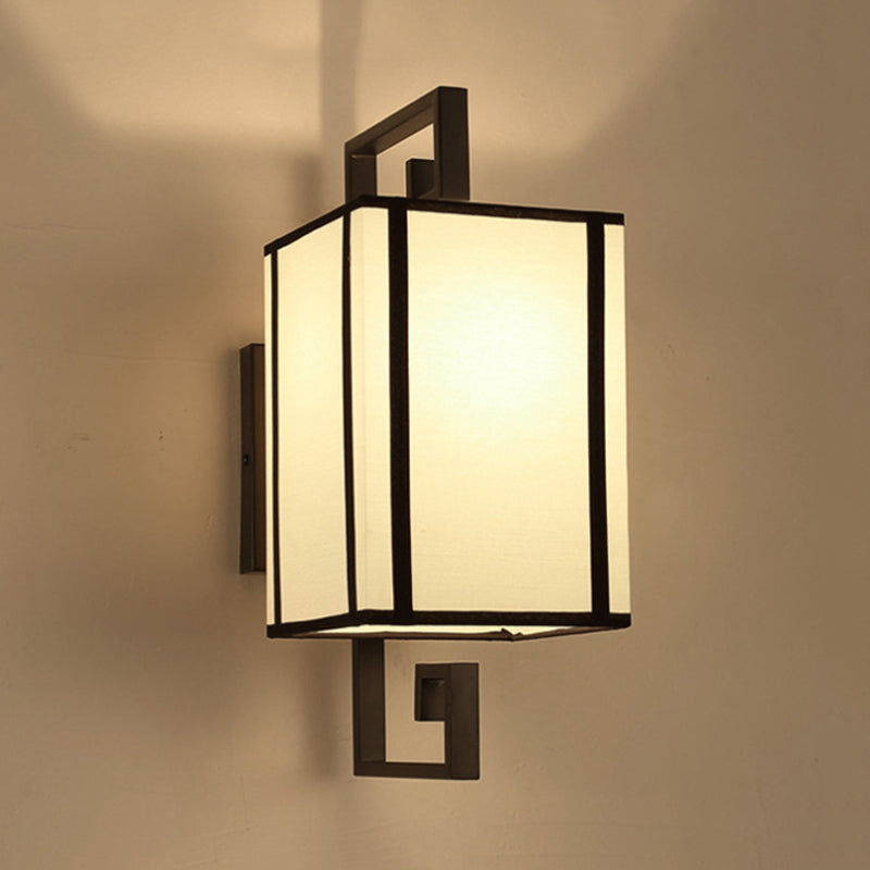 1 Light Living Room Wall Lamp Classic White Sconce Light Fixture with Rectangle Fabric Shade Clearhalo 'Wall Lamps & Sconces' 'Wall Lights' Lighting' 285833