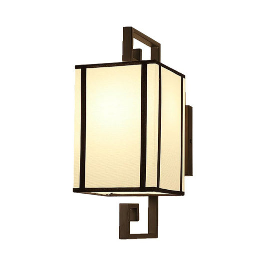 1 Light Living Room Wall Lamp Classic White Sconce Light Fixture with Rectangle Fabric Shade Clearhalo 'Wall Lamps & Sconces' 'Wall Lights' Lighting' 285835