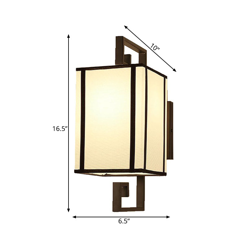 1 Light Living Room Wall Lamp Classic White Sconce Light Fixture with Rectangle Fabric Shade Clearhalo 'Wall Lamps & Sconces' 'Wall Lights' Lighting' 285836