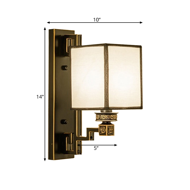 1 Light Fabric Wall Lighting Idea Traditional Style White Rectangle Living Room Sconce Clearhalo 'Wall Lamps & Sconces' 'Wall Lights' Lighting' 285841