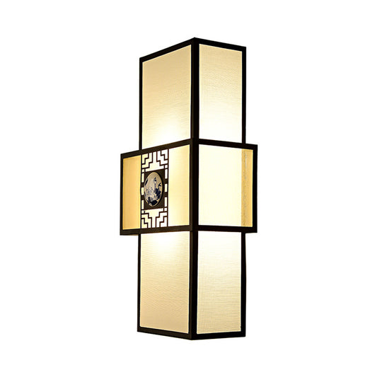 Fabric Rectangle Wall Mount Lamp Classic 1 Light Bedside Sconce Light Fixture in White with Metal Frame Clearhalo 'Wall Lamps & Sconces' 'Wall Lights' Lighting' 285858