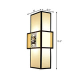 Fabric Rectangle Wall Mount Lamp Classic 1 Light Bedside Sconce Light Fixture in White with Metal Frame Clearhalo 'Wall Lamps & Sconces' 'Wall Lights' Lighting' 285859