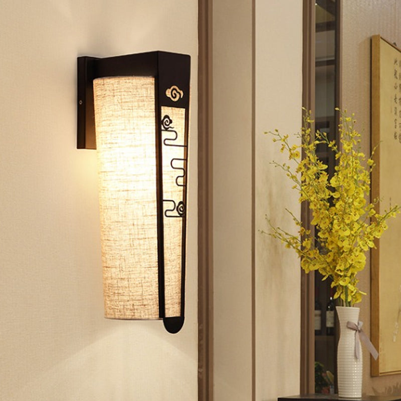 Black Cloud/Trellis/Linear Wall Lighting Traditional 1 Light Corridor Sconce with Cylinder Shade Clearhalo 'Wall Lamps & Sconces' 'Wall Lights' Lighting' 285862