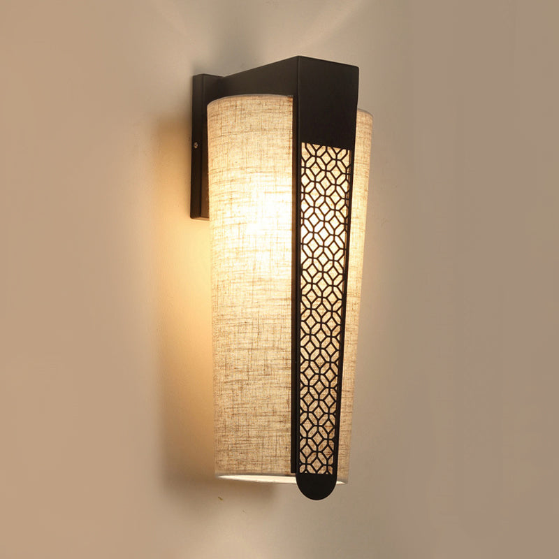 Black Cloud/Trellis/Linear Wall Lighting Traditional 1 Light Corridor Sconce with Cylinder Shade Black Trellis Clearhalo 'Wall Lamps & Sconces' 'Wall Lights' Lighting' 285871