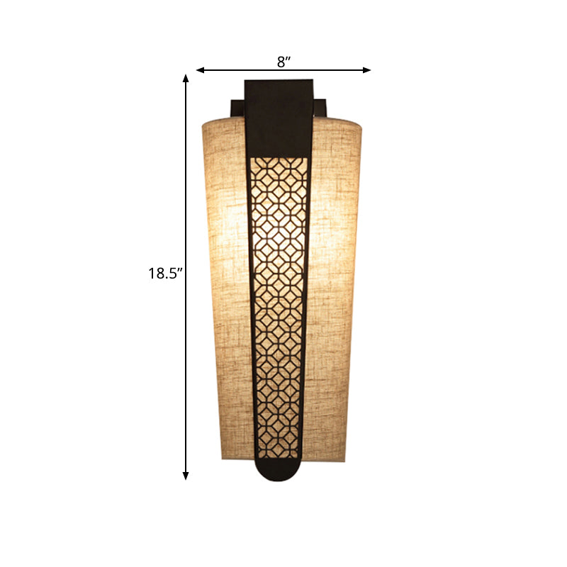 Black Cloud/Trellis/Linear Wall Lighting Traditional 1 Light Corridor Sconce with Cylinder Shade Clearhalo 'Wall Lamps & Sconces' 'Wall Lights' Lighting' 285874