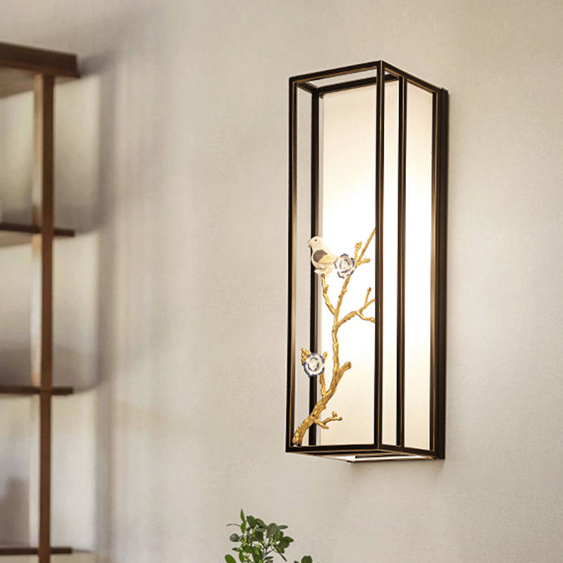 Metal Black Wall Lighting Rectangle 1 Light Traditional Sconce Light Fixture for Bedside Clearhalo 'Wall Lamps & Sconces' 'Wall Lights' Lighting' 285886