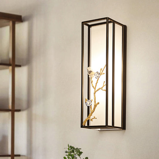 Metal Black Wall Lighting Rectangle 1 Light Traditional Sconce Light Fixture for Bedside Clearhalo 'Wall Lamps & Sconces' 'Wall Lights' Lighting' 285886