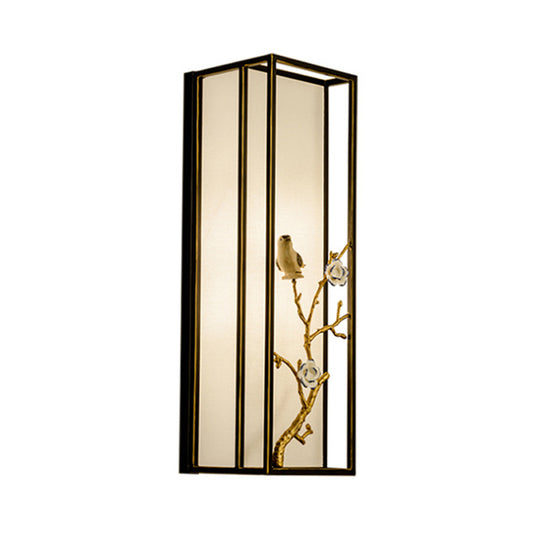 Metal Black Wall Lighting Rectangle 1 Light Traditional Sconce Light Fixture for Bedside Clearhalo 'Wall Lamps & Sconces' 'Wall Lights' Lighting' 285888