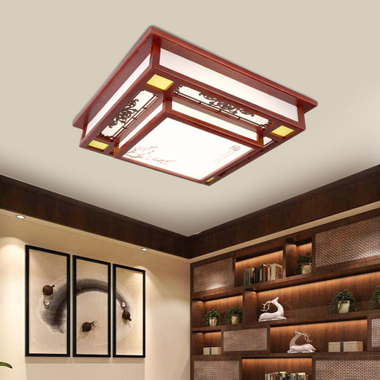 Red LED Flush Mount Lighting Traditional Acrylic Square Close to Ceiling Lamp for Living Room Red Clearhalo 'Ceiling Lights' 'Close To Ceiling Lights' 'Close to ceiling' 'Flush mount' Lighting' 285919