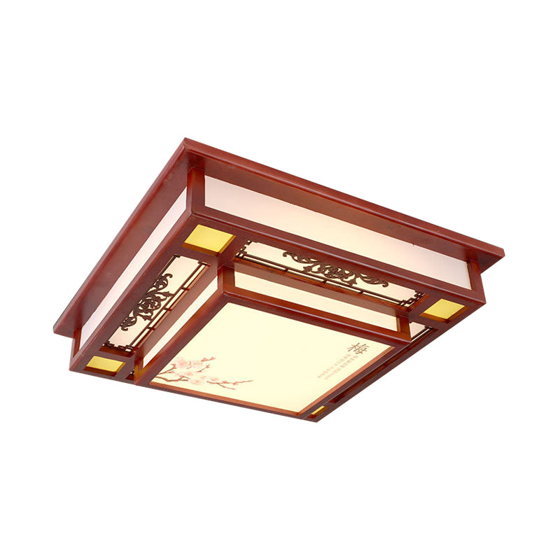 Red LED Flush Mount Lighting Traditional Acrylic Square Close to Ceiling Lamp for Living Room Clearhalo 'Ceiling Lights' 'Close To Ceiling Lights' 'Close to ceiling' 'Flush mount' Lighting' 285922