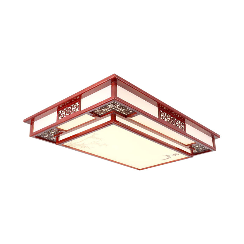 LED Flush Mount Classic Stylish Flower/Bird/Branch Wood Close to Ceiling Lamp in Dark Red for Living Room Clearhalo 'Ceiling Lights' 'Close To Ceiling Lights' 'Close to ceiling' 'Flush mount' Lighting' 285932