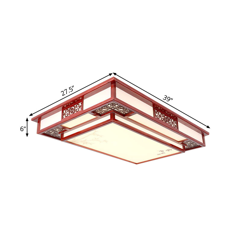 LED Flush Mount Classic Stylish Flower/Bird/Branch Wood Close to Ceiling Lamp in Dark Red for Living Room Clearhalo 'Ceiling Lights' 'Close To Ceiling Lights' 'Close to ceiling' 'Flush mount' Lighting' 285933