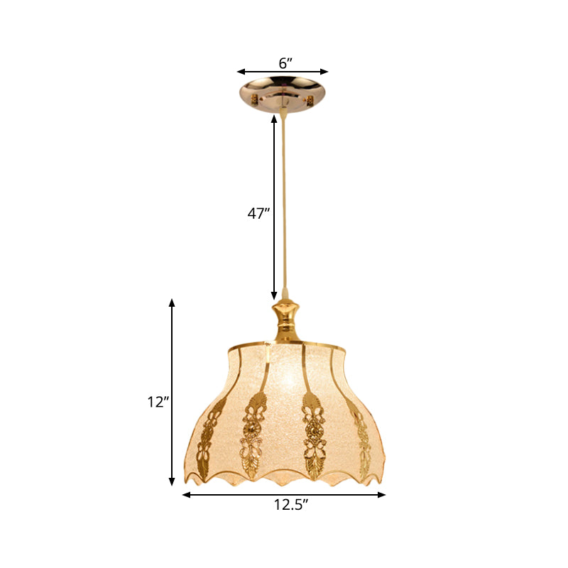 Plastic Gold Pendant Lighting Fixture Triangle/Flower/Wide Flare 1 Light Traditional Hanging Ceiling Light Clearhalo 'Ceiling Lights' 'Pendant Lights' 'Pendants' Lighting' 285985