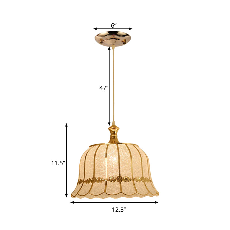 Plastic Gold Pendant Lighting Fixture Triangle/Flower/Wide Flare 1 Light Traditional Hanging Ceiling Light Clearhalo 'Ceiling Lights' 'Pendant Lights' 'Pendants' Lighting' 285989