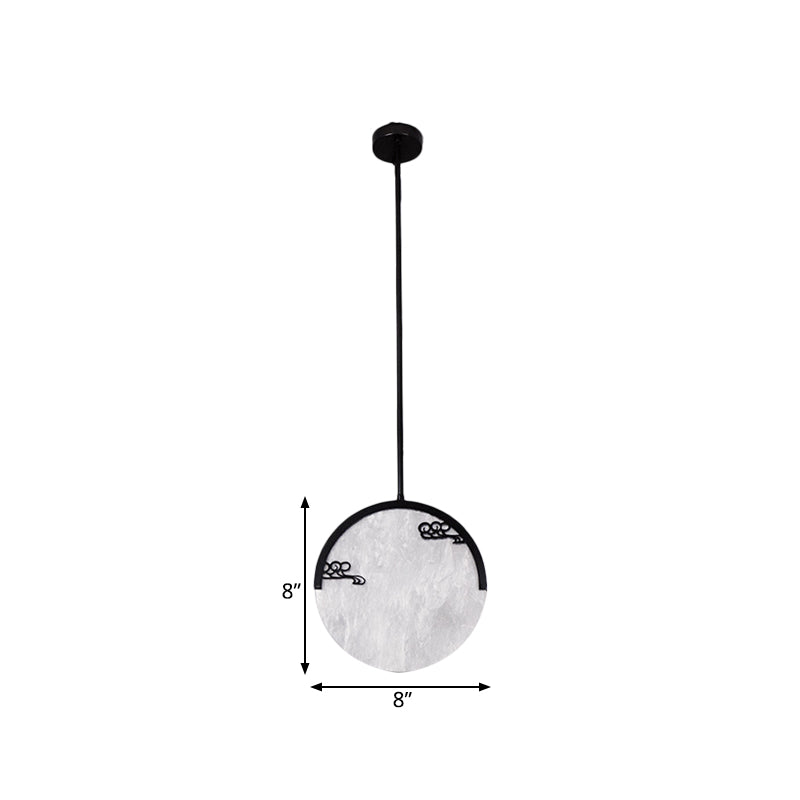 8"/12" Wide 1 Light Round Drop Pendant Traditional Black/Gold Acrylic Down Lighting for Corridor Clearhalo 'Ceiling Lights' 'Pendant Lights' 'Pendants' Lighting' 286007