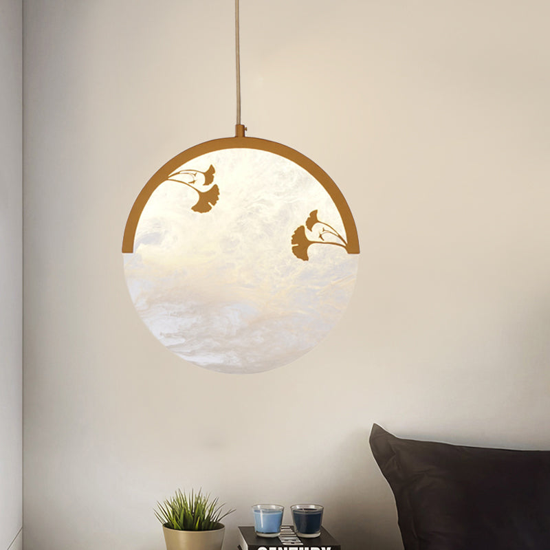 Flower/Leaf Acrylic Hanging Pendant Classic 1 Light Living Room Suspension Light in Gold Clearhalo 'Ceiling Lights' 'Pendant Lights' 'Pendants' Lighting' 286032