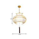 Cylinder Dining Room Pendant Light Traditional Fabric 12"/16"/19.5" Wide 1 Light Black/Gold Hanging Lamp Kit with Cage Clearhalo 'Ceiling Lights' 'Pendant Lights' 'Pendants' Lighting' 286049