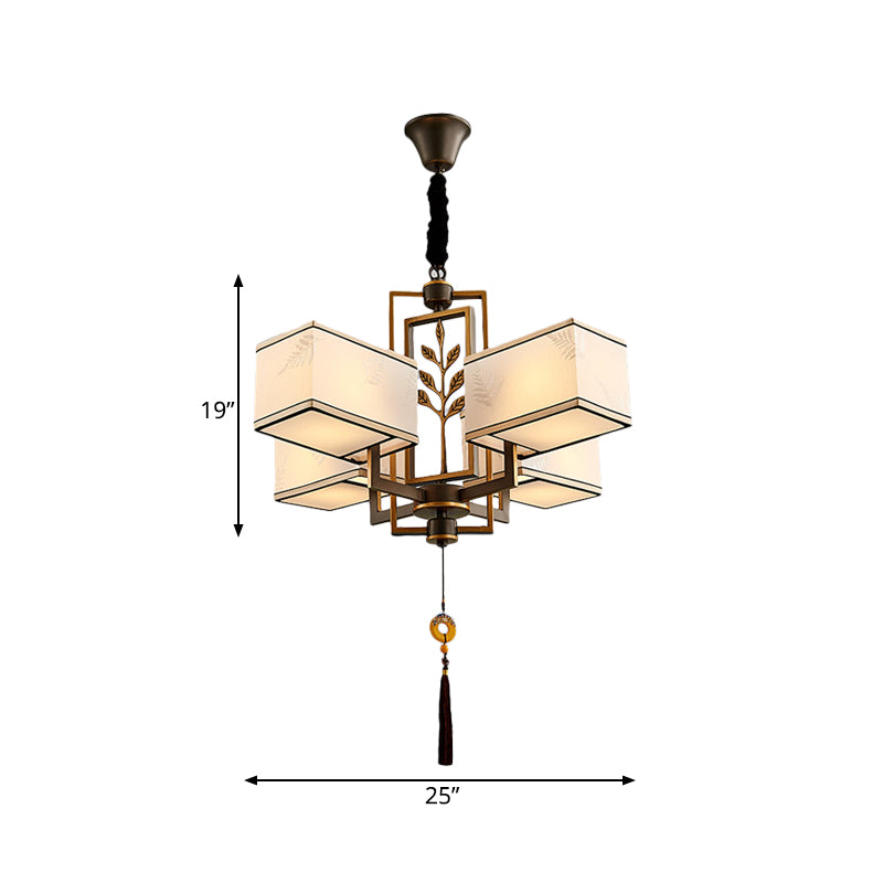 Rectangle Fabric Ceiling Chandelier Classic 6/8/12 Lights Living Room Pendant Lamp in Black with Metal Frame Clearhalo 'Ceiling Lights' 'Chandeliers' Lighting' options 286117