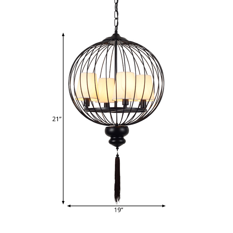 Globe Metal Chandelier Lighting Fixture Traditional Stylish 4 Lights Corridor Hanging Lamp Kit in Black Clearhalo 'Ceiling Lights' 'Chandeliers' Lighting' options 286182