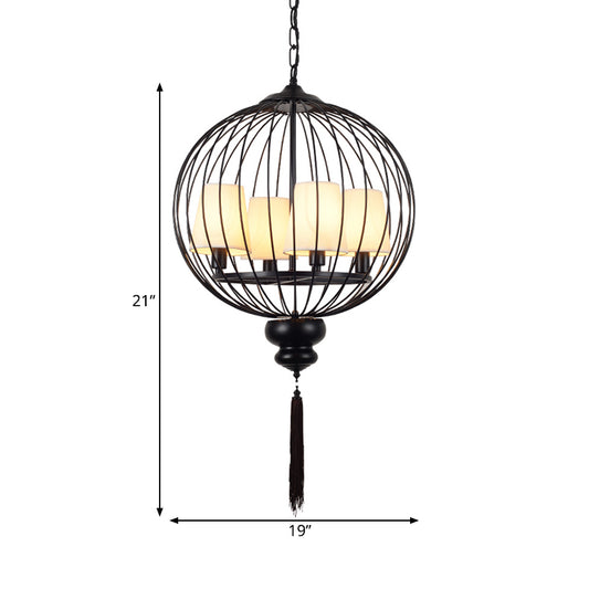 Globe Metal Chandelier Lighting Fixture Traditional Stylish 4 Lights Corridor Hanging Lamp Kit in Black Clearhalo 'Ceiling Lights' 'Chandeliers' Lighting' options 286182