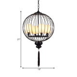 Globe Metal Chandelier Lighting Fixture Traditional Stylish 4 Lights Corridor Hanging Lamp Kit in Black Clearhalo 'Ceiling Lights' 'Chandeliers' Lighting' options 286182