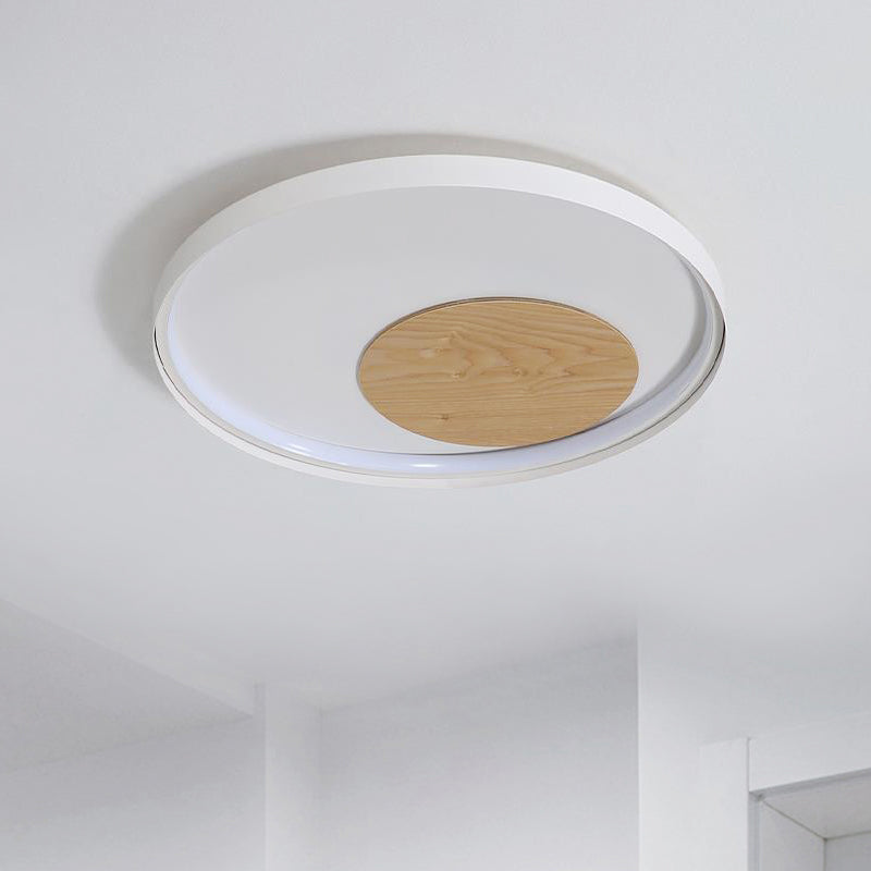 Disk Metal Ceiling Light Mounted Fixture Minimalist White/Black 12"/16"/19.5" Wide LED Flush Light, Natural Light/Remote Control Stepless Dimming White Clearhalo 'Ceiling Lights' 'Close To Ceiling Lights' 'Close to ceiling' 'Flush mount' Lighting' 286263