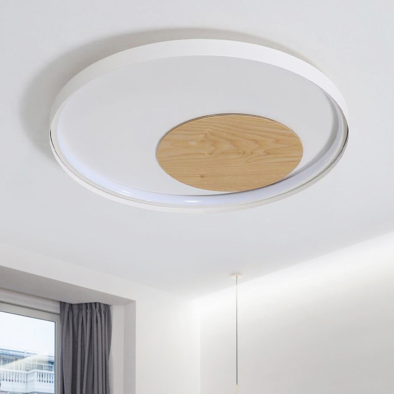 Disk Metal Ceiling Light Mounted Fixture Minimalist White/Black 12"/16"/19.5" Wide LED Flush Light, Natural Light/Remote Control Stepless Dimming Clearhalo 'Ceiling Lights' 'Close To Ceiling Lights' 'Close to ceiling' 'Flush mount' Lighting' 286264