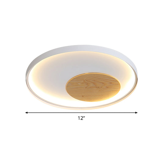 Disk Metal Ceiling Light Mounted Fixture Minimalist White/Black 12"/16"/19.5" Wide LED Flush Light, Natural Light/Remote Control Stepless Dimming Clearhalo 'Ceiling Lights' 'Close To Ceiling Lights' 'Close to ceiling' 'Flush mount' Lighting' 286267