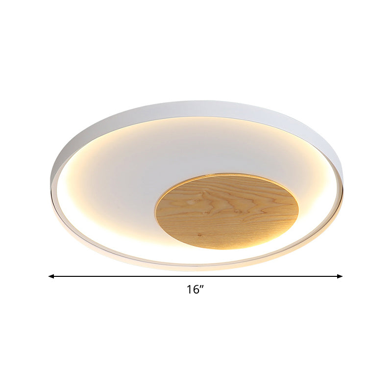 Disk Metal Ceiling Light Mounted Fixture Minimalist White/Black 12"/16"/19.5" Wide LED Flush Light, Natural Light/Remote Control Stepless Dimming Clearhalo 'Ceiling Lights' 'Close To Ceiling Lights' 'Close to ceiling' 'Flush mount' Lighting' 286268