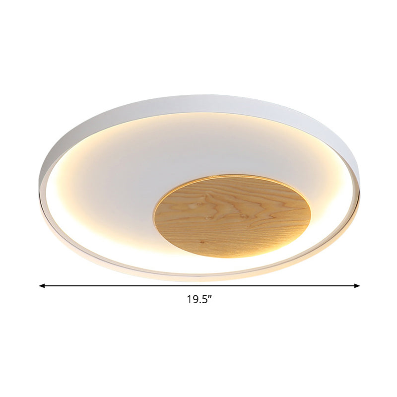 Disk Metal Ceiling Light Mounted Fixture Minimalist White/Black 12"/16"/19.5" Wide LED Flush Light, Natural Light/Remote Control Stepless Dimming Clearhalo 'Ceiling Lights' 'Close To Ceiling Lights' 'Close to ceiling' 'Flush mount' Lighting' 286269