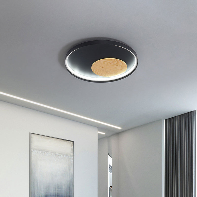 Disk Metal Ceiling Light Mounted Fixture Minimalist White/Black 12"/16"/19.5" Wide LED Flush Light, Natural Light/Remote Control Stepless Dimming Clearhalo 'Ceiling Lights' 'Close To Ceiling Lights' 'Close to ceiling' 'Flush mount' Lighting' 286272