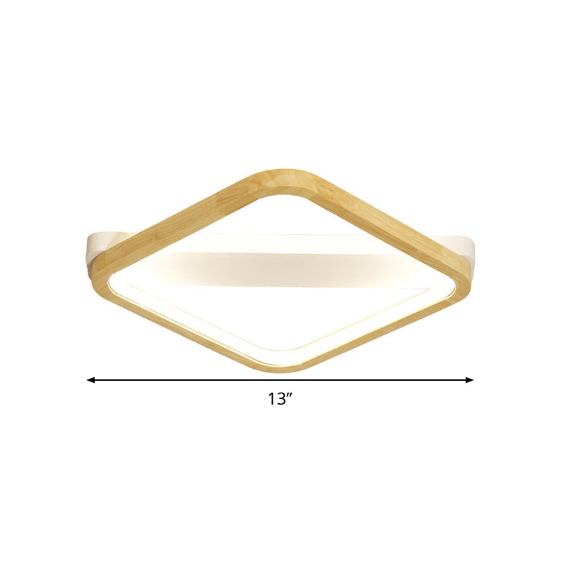 Wood Square Flush Light Fixture Simple Style Beige LED Ceiling Lamp for Bedroom, 13"/17"/21" Wide Clearhalo 'Ceiling Lights' 'Close To Ceiling Lights' 'Close to ceiling' 'Flush mount' Lighting' 286282