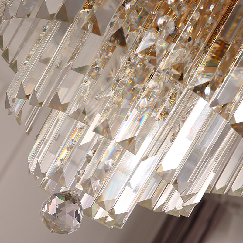 3 Tiers Tri-Sided Crystal Rod Chandelier Light Simple Style 3/5 Heads Blue Ceiling Light Fixture Clearhalo 'Ceiling Lights' 'Chandeliers' Lighting' options 286314