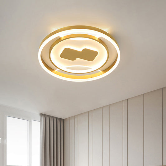 16"/19.5" Wide Ring Flush Mount Modern Acrylic Gold LED Ceiling Fixture in Warm/White Light Gold Warm Clearhalo 'Ceiling Lights' 'Close To Ceiling Lights' 'Close to ceiling' 'Flush mount' Lighting' 286334