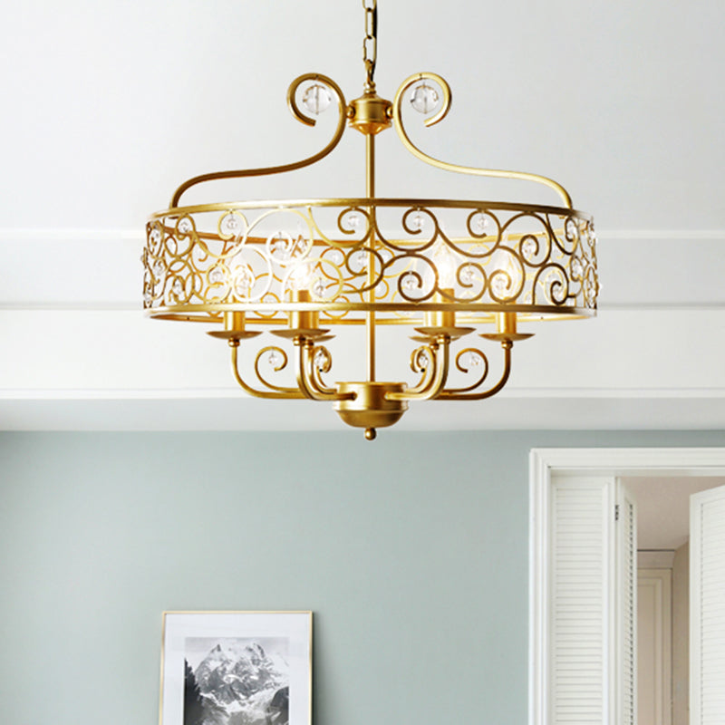 Gold Candelabra Chandelier Light Fixture Postmodern Metal 6 Heads Dining Room Hanging Lamp Gold Clearhalo 'Ceiling Lights' 'Chandeliers' Lighting' options 286340_859a4bee-e374-4f2f-af35-b406d0a16f37