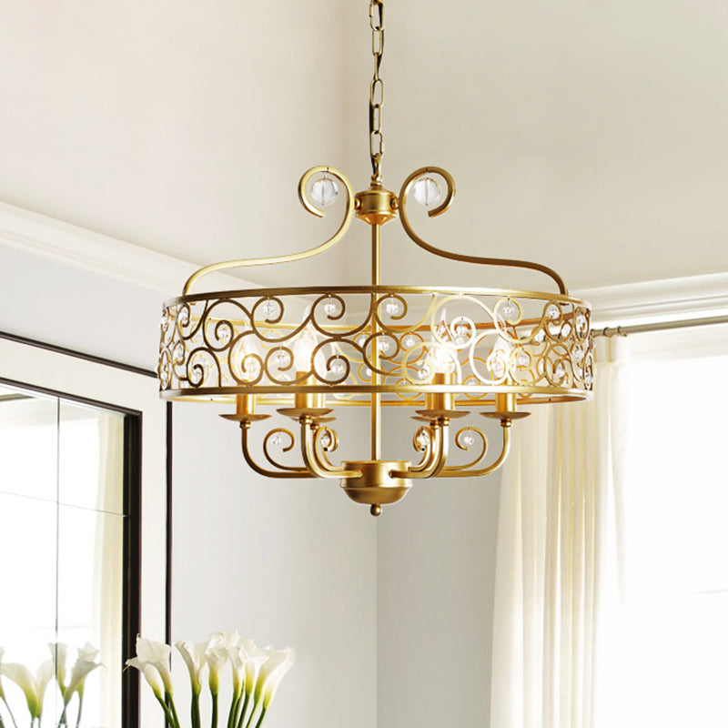 Gold Candelabra Chandelier Light Fixture Postmodern Metal 6 Heads Dining Room Hanging Lamp Clearhalo 'Ceiling Lights' 'Chandeliers' Lighting' options 286341