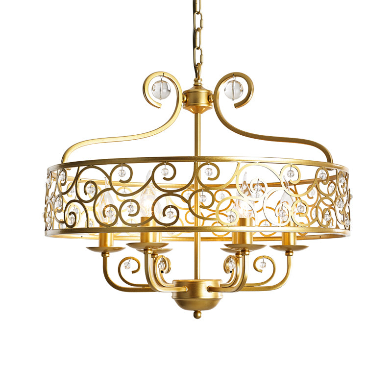 Gold Candelabra Chandelier Light Fixture Postmodern Metal 6 Heads Dining Room Hanging Lamp Clearhalo 'Ceiling Lights' 'Chandeliers' Lighting' options 286343