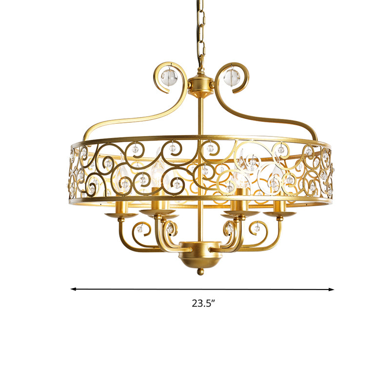 Gold Candelabra Chandelier Light Fixture Postmodern Metal 6 Heads Dining Room Hanging Lamp Clearhalo 'Ceiling Lights' 'Chandeliers' Lighting' options 286344